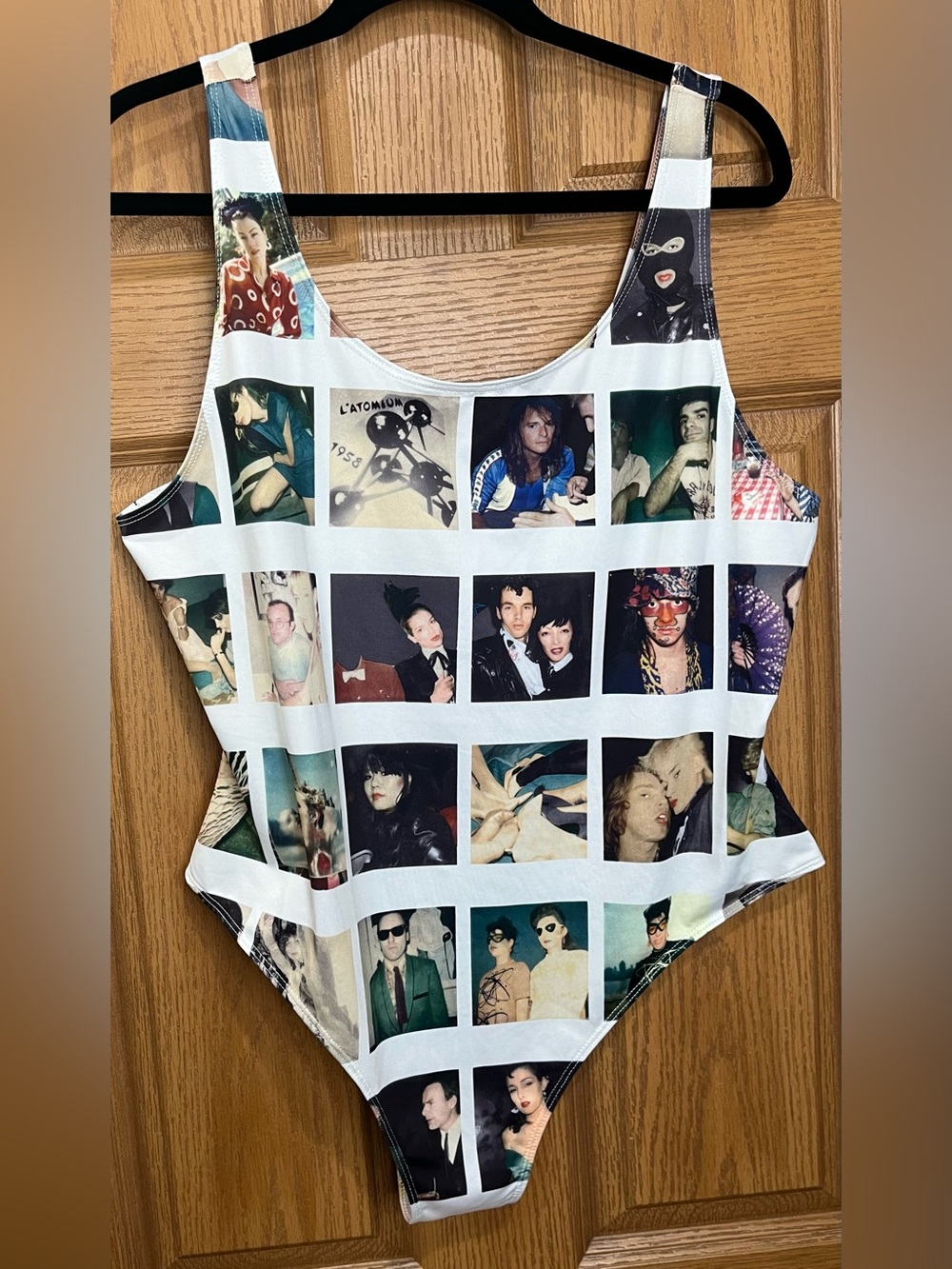 Photo Grid One-Piece Bodysuit in White with Multicolor Prints